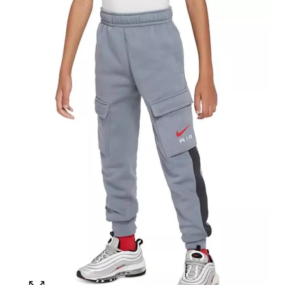 Nike Big Kids Air Standard-Fit Fleece Sportswear Club Cargo Jogger Pants.